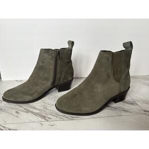 Vionic Roseland Olive Green Suede Booties - 7, Water Repellent, Comfort Orthodic